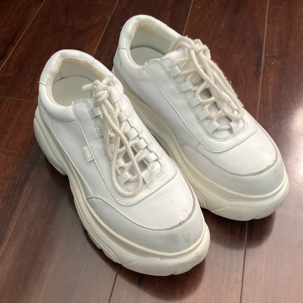 White sneaker high platform shoes women’s
